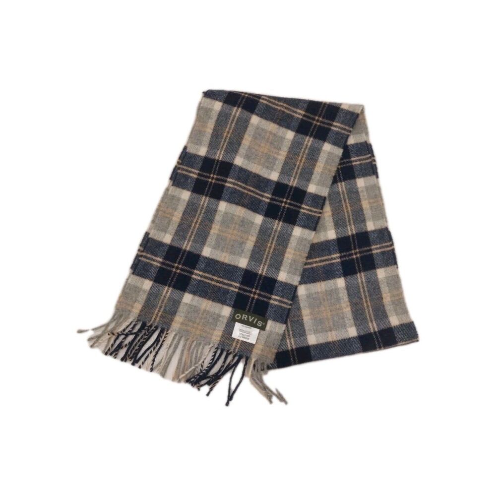 Orvis 100% Lambswool Scarf Silver Bannockbane Plaid Made In Scotland NWOT 10x75